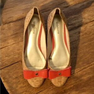 Liz Claiborne Cork Flats with Tangerine Orange Bow
